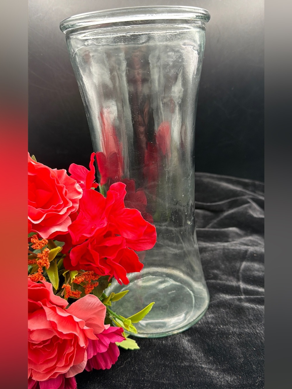 Tall Clear Glass Decorative Vase - Transparent Home Accents